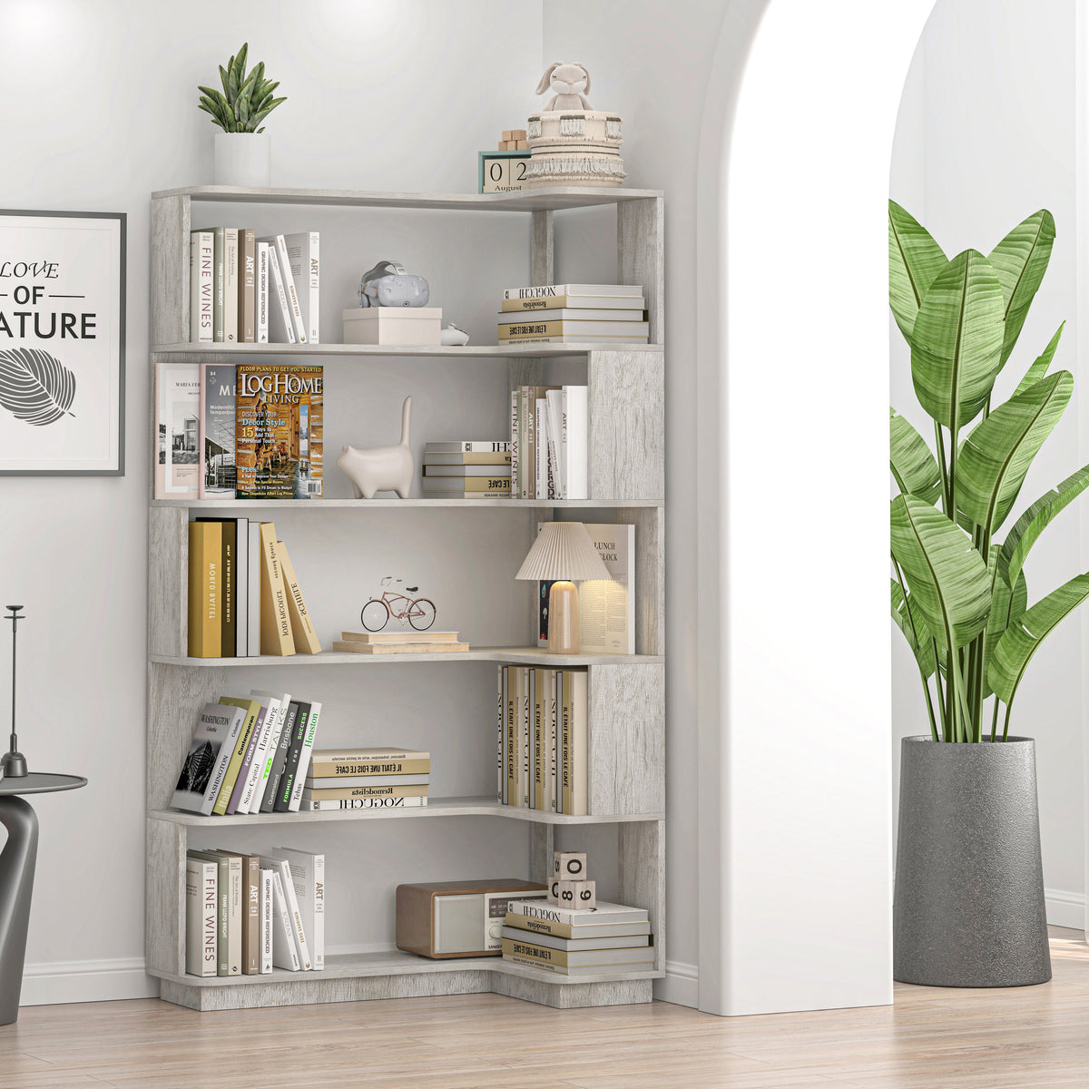 90cm Freestanding Corner Bookshelf