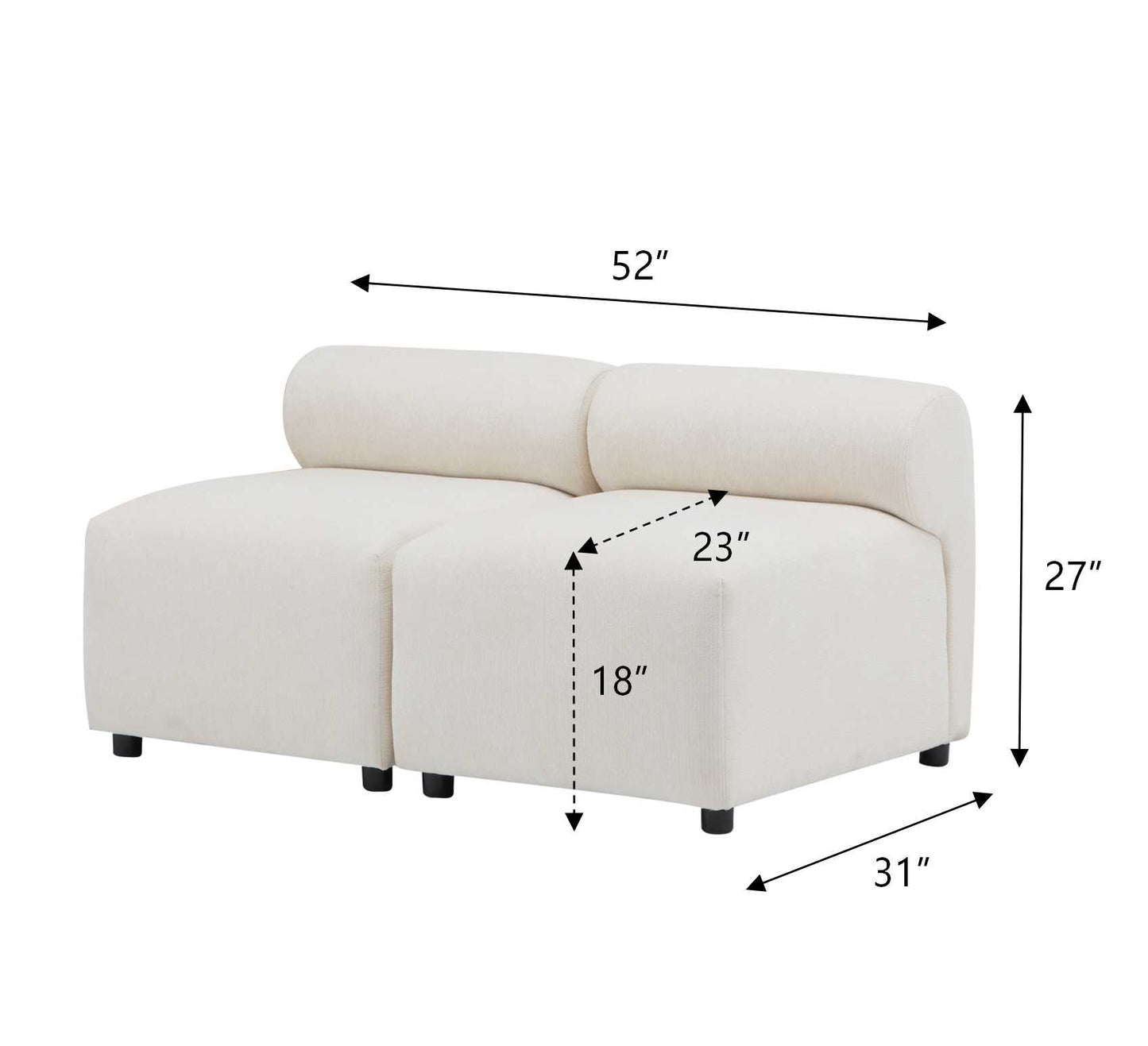 Evelyn 2-Piece Modular Couch Sectional Sofa