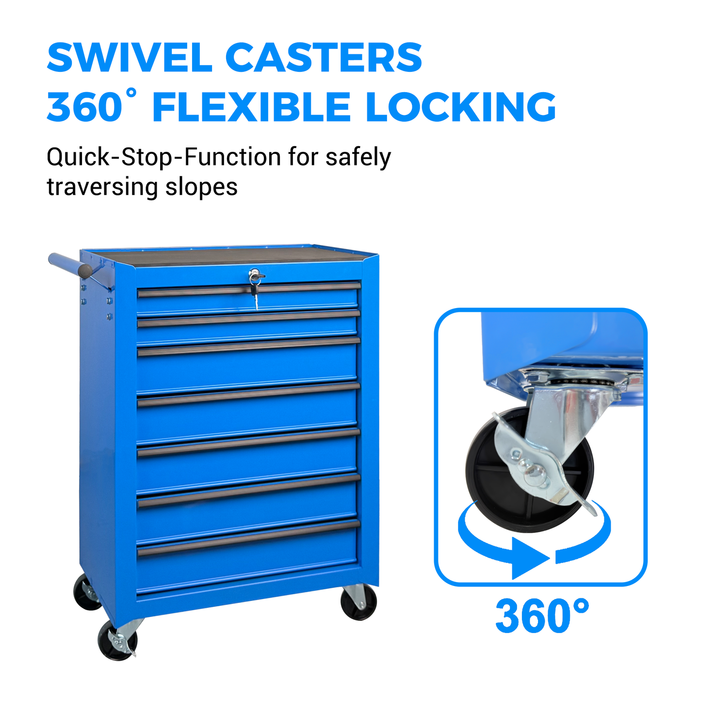 Rolling Metal Tool Chest with 7 Drawers - Blue