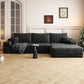 107" Cloud Sectional Couch with L-Shape Chaise, Black Plush Corduroy