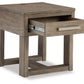 Loyaska - Rectangular End Table - Grayish Brown