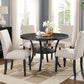 Biony Espresso Wood Dining Set with Tan Fabric Nailhead Chairs