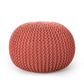 Bordeaux Knitted Cotton Round Pouf Ottoman Floor Cushion