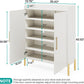 35.43 Inch White and Gold Shoe Cabinet