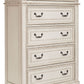 Realyn - Five Drawer Chest - White / Brown / Beige