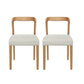 Solid Rubber Wood Dining Chairs (Natural Oak+Beige) - Set of 2