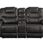 Braylon Magnetite Synthetic Leather Recliner Loveseat with Cupholder Console