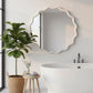 White 24 inch Wavy Round Solid Wood Frame Decorative Mirror