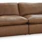 Emilia - 3 Pc. - 2-Piece Sectional Loveseat, Ottoman - Caramel