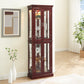 Lighted Curio Cabinet with Adjustable Shelves and Mirrored Back