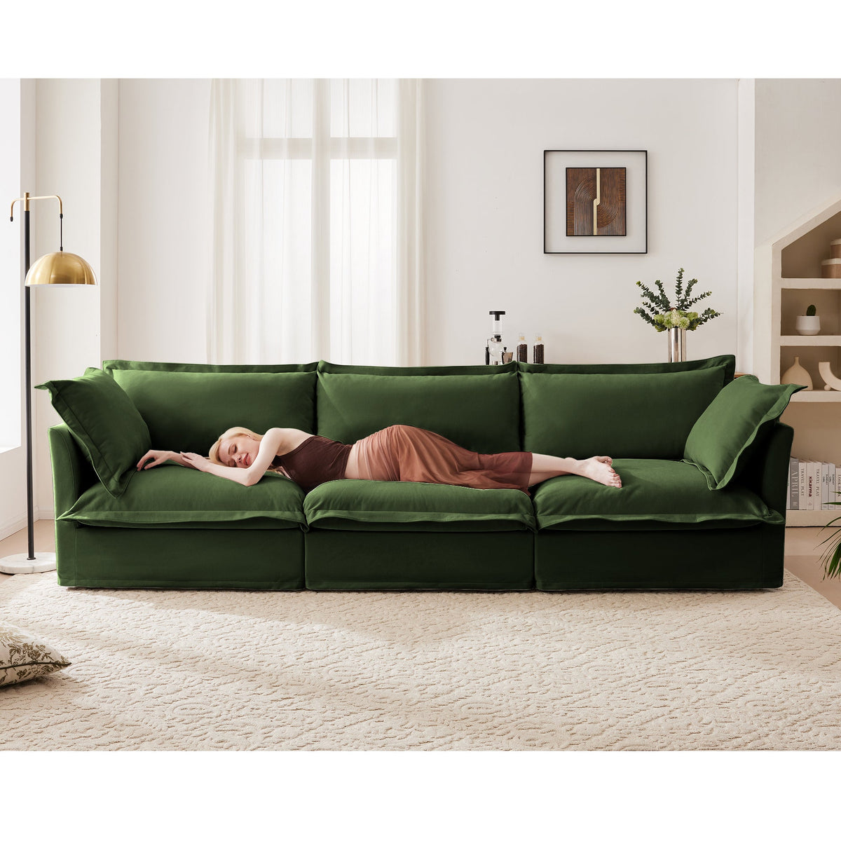 Modern 3 Seater Slipcovered Sofa