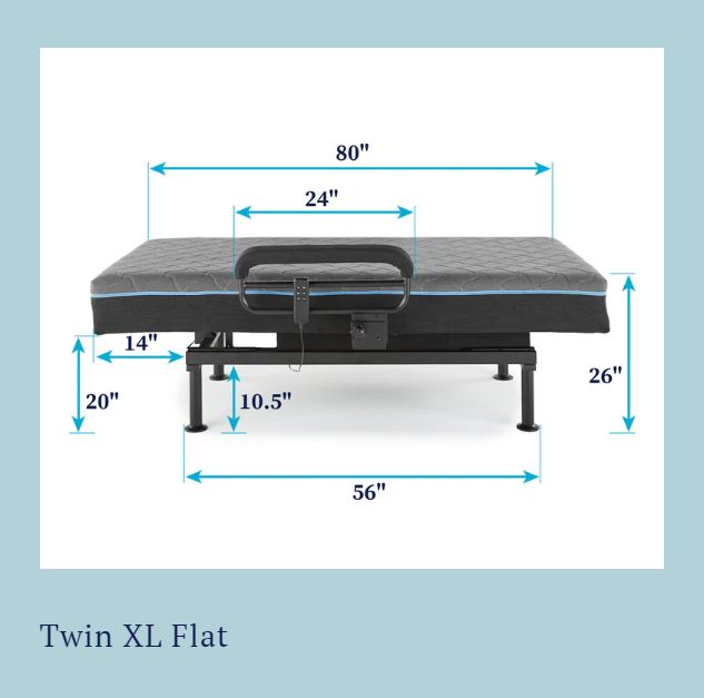 Twin XL Adjustable Sleep to Stand Bed with Convenient Lift Assist TXL