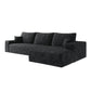 107" Cloud Sectional Couch with L-Shape Chaise, Black Plush Corduroy