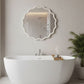 White 24 inch Wavy Round Solid Wood Frame Decorative Mirror
