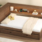 Full Size Wood Daybed with Storage Shelves, USB, LED, and Trundle