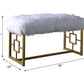 Bagley II - 21" Bench - White Faux Fur & Gold