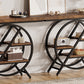 39.4" Industrial 4-Tier Entryway Console Table with Geometric Circle Frame