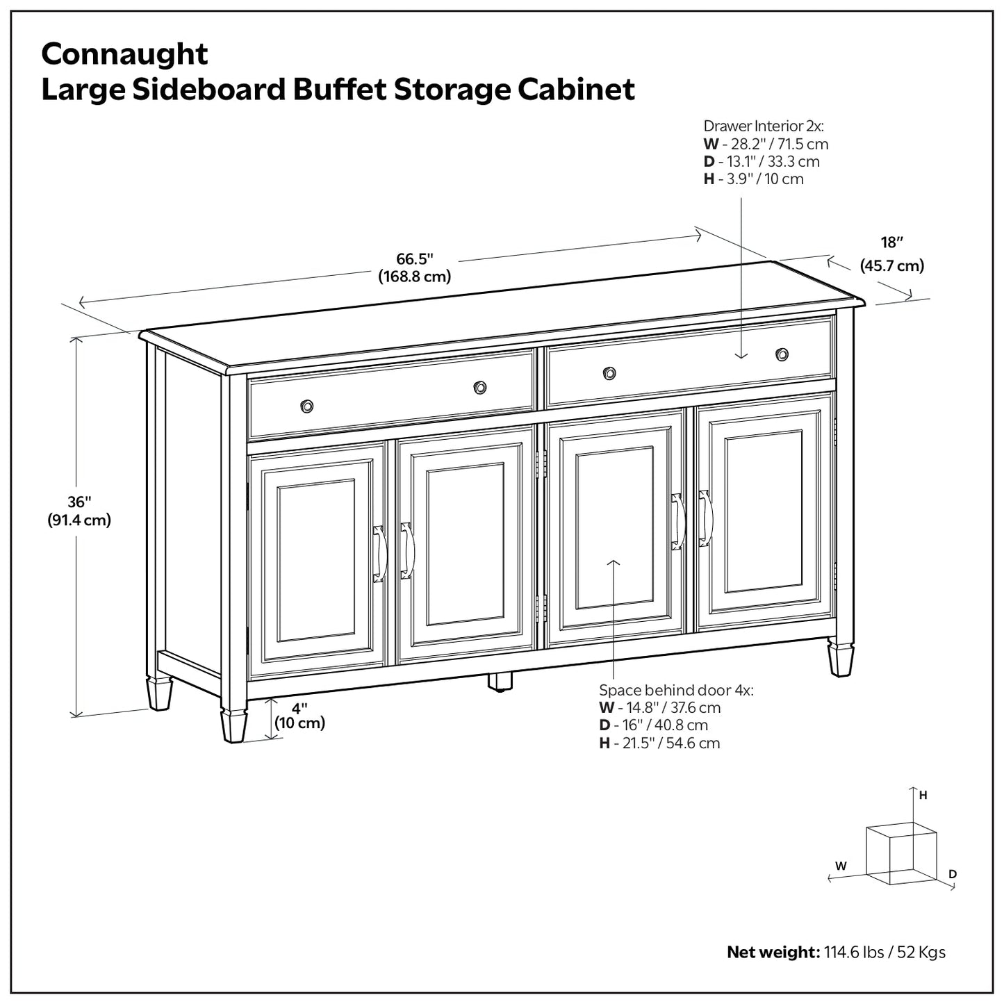 Connaught Large Sideboard Buffet Storage Cabinet