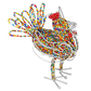 Festive Beaded Rooster Figurine