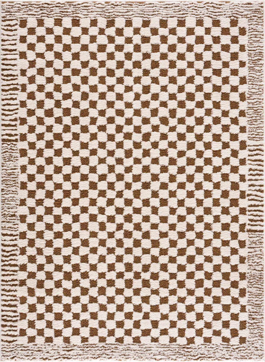 Leryn Brown Checkered Plush Rug