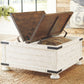 Wystfield - Cocktail Table with Storage - White / Brown