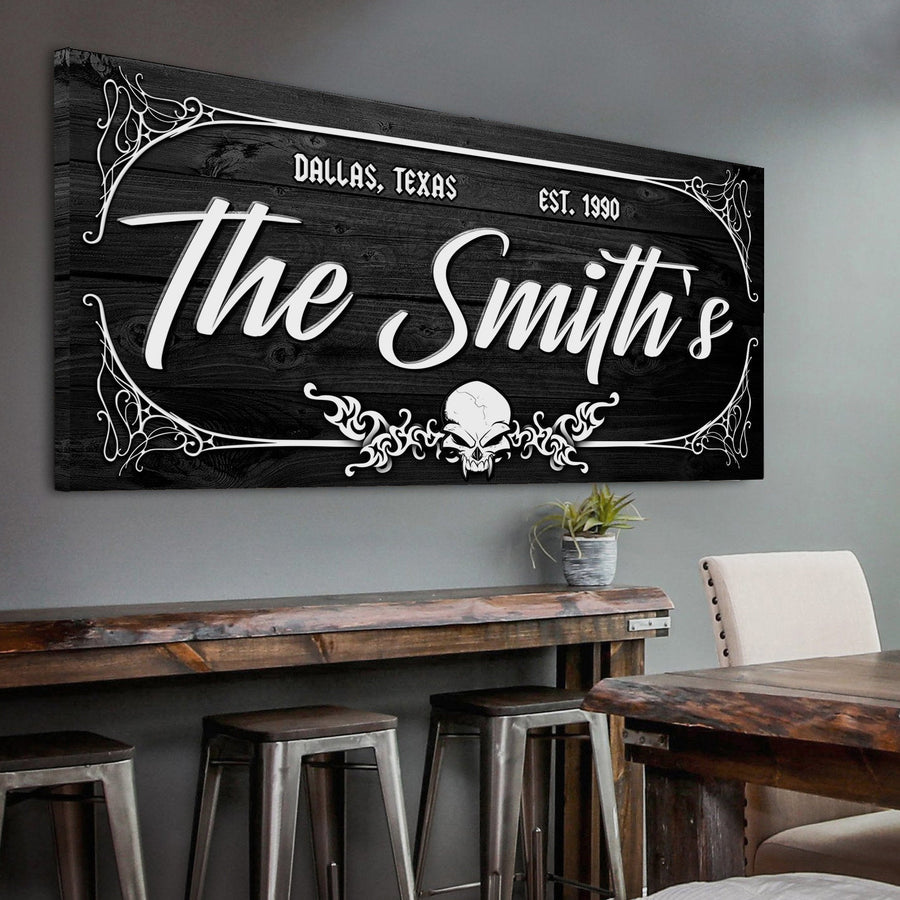 Family Gothic Skull Sign -  Customized Modern Gothic Decor For Living Room