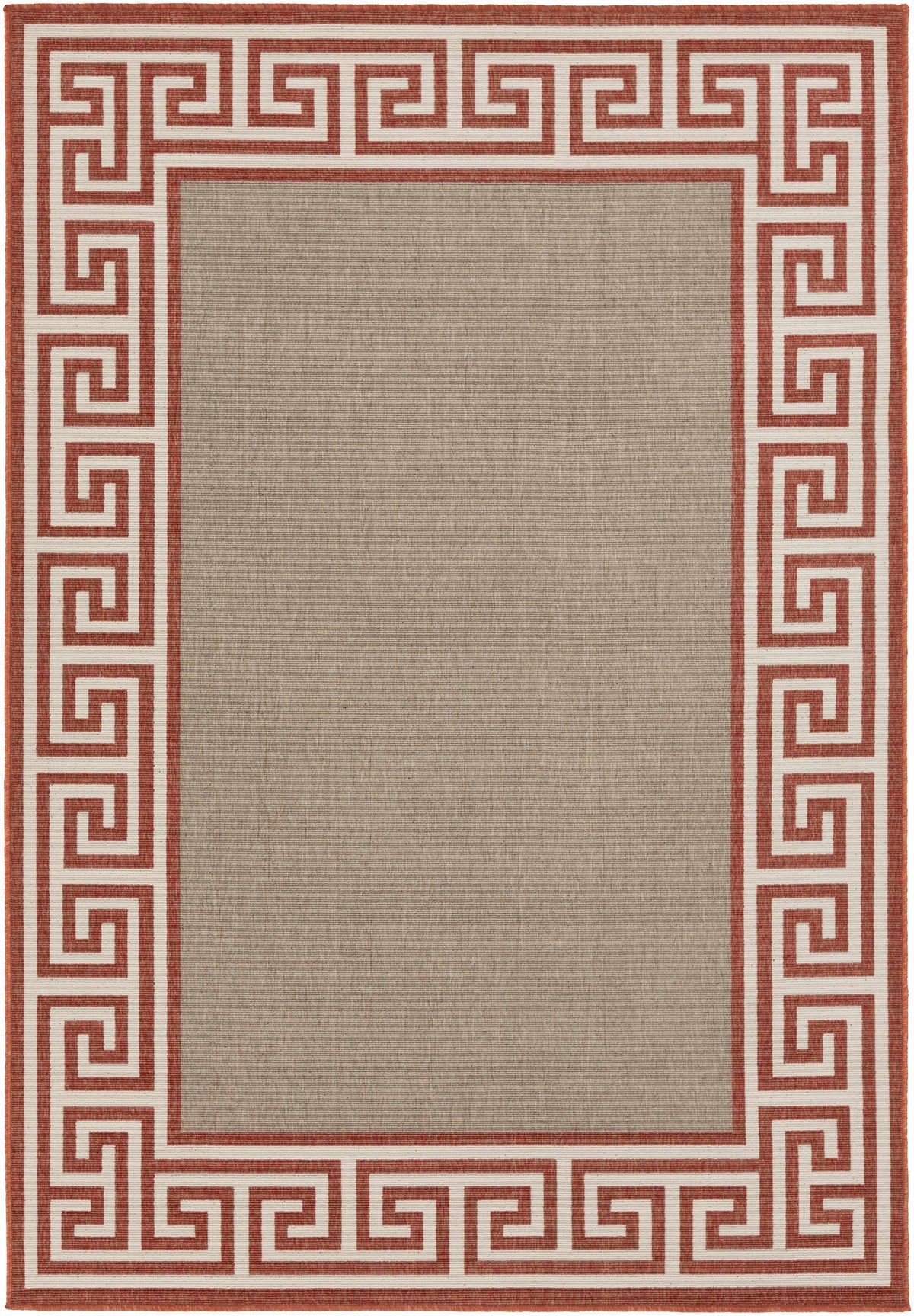 Houtz Red Border Greek Outdoor Rug - Clearance