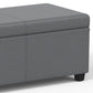 Avalon 54 Inch Wide Extra Large Storage Ottoman Bench in Stone