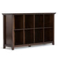 Acadian 57 Inch Wide Solid Wood 8 Cube Storage Sofa Table in Brunette