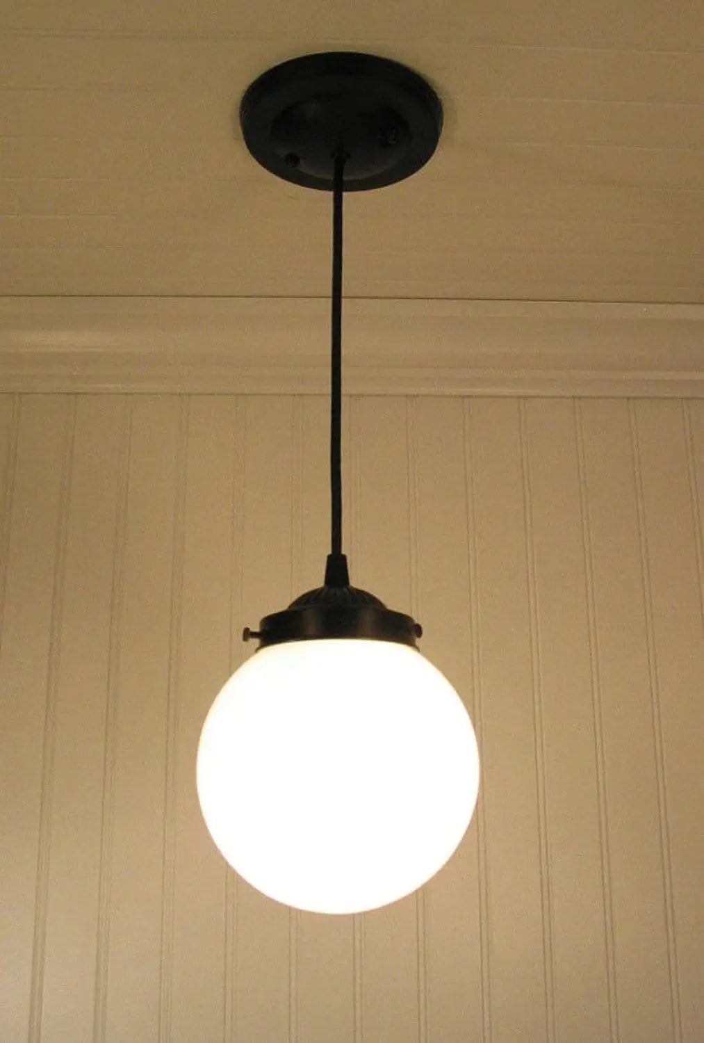 Milk Glass Globe Pendant Light | 6" or 8"