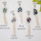 Raw crystal macrame wrapped keychains