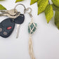 Raw crystal macrame wrapped keychains