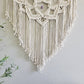 Extra large macrame half mandala wall hanging with 3 large Amethyst crystals. Ready to ship.