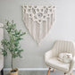 Extra large macrame half mandala wall hanging with 3 large Amethyst crystals. Ready to ship.