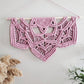 Pink fringeless macrame half mandala wall hanging. Ready to ship.