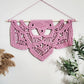 Pink fringeless macrame half mandala wall hanging. Ready to ship.