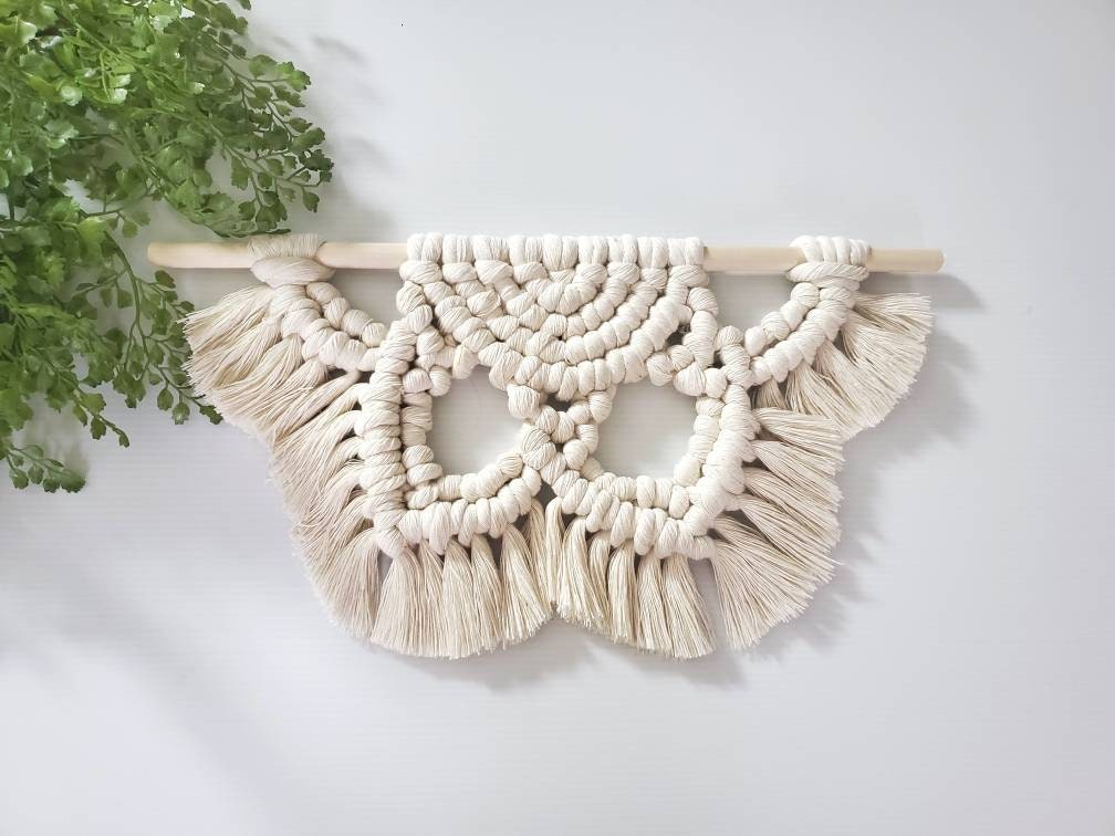 16 inch Chunky macrame flower mandalas. 4 color choices. Made to order.