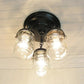 Mason Jar LIGHT FIXTURE Vintage PINT Chain Trio