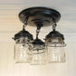 Mason Jar LIGHT FIXTURE Vintage PINT Chain Trio
