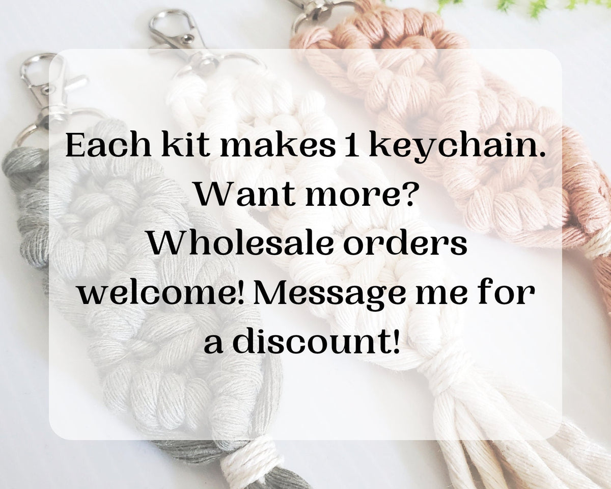 Macrame keychain DIY craft kit. Beginner Macrame kit.