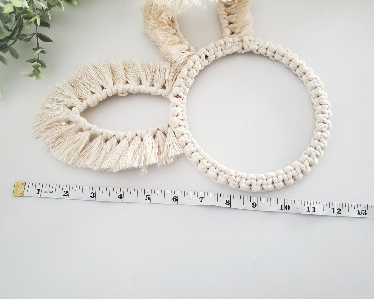 Macrame bunny ears decor. Foldable ears.