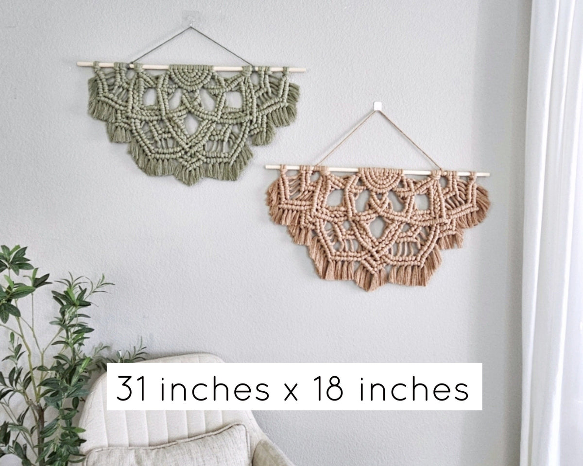 Large half mandala macramé wall hangings. Ready to ship.
