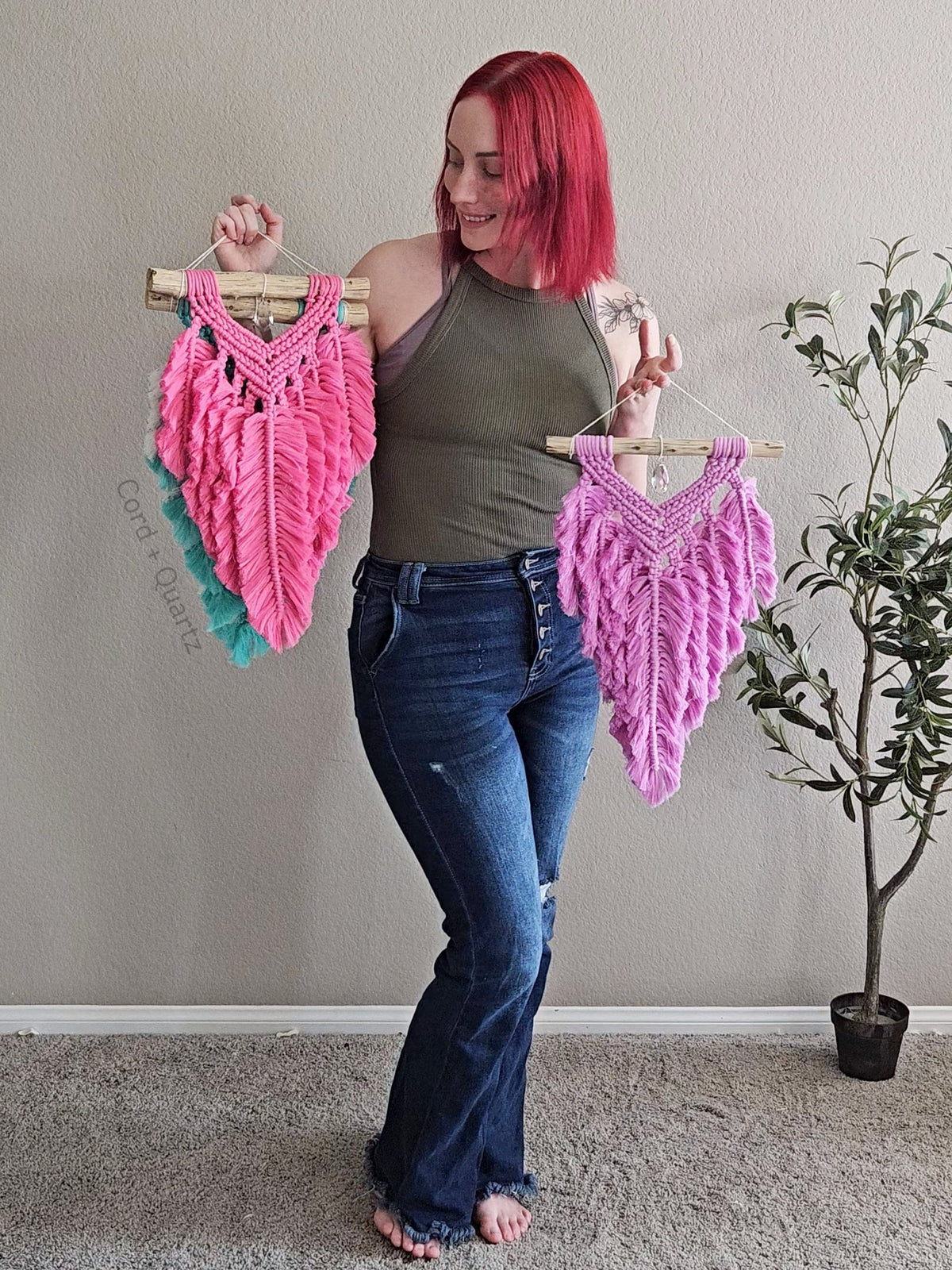 12x18 Macrame Feathered wall hanging. 3 styles to choose from. Ready to ship.