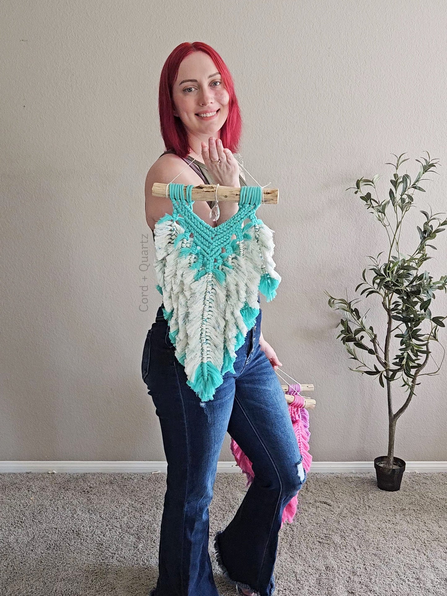 12x18 Macrame Feathered wall hanging. 3 styles to choose from. Ready to ship.