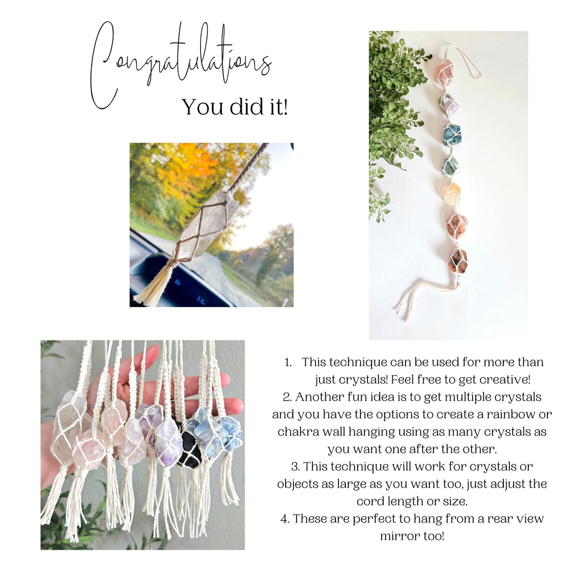 How to macrame wrap crystal charms and keychains PDF pattern.