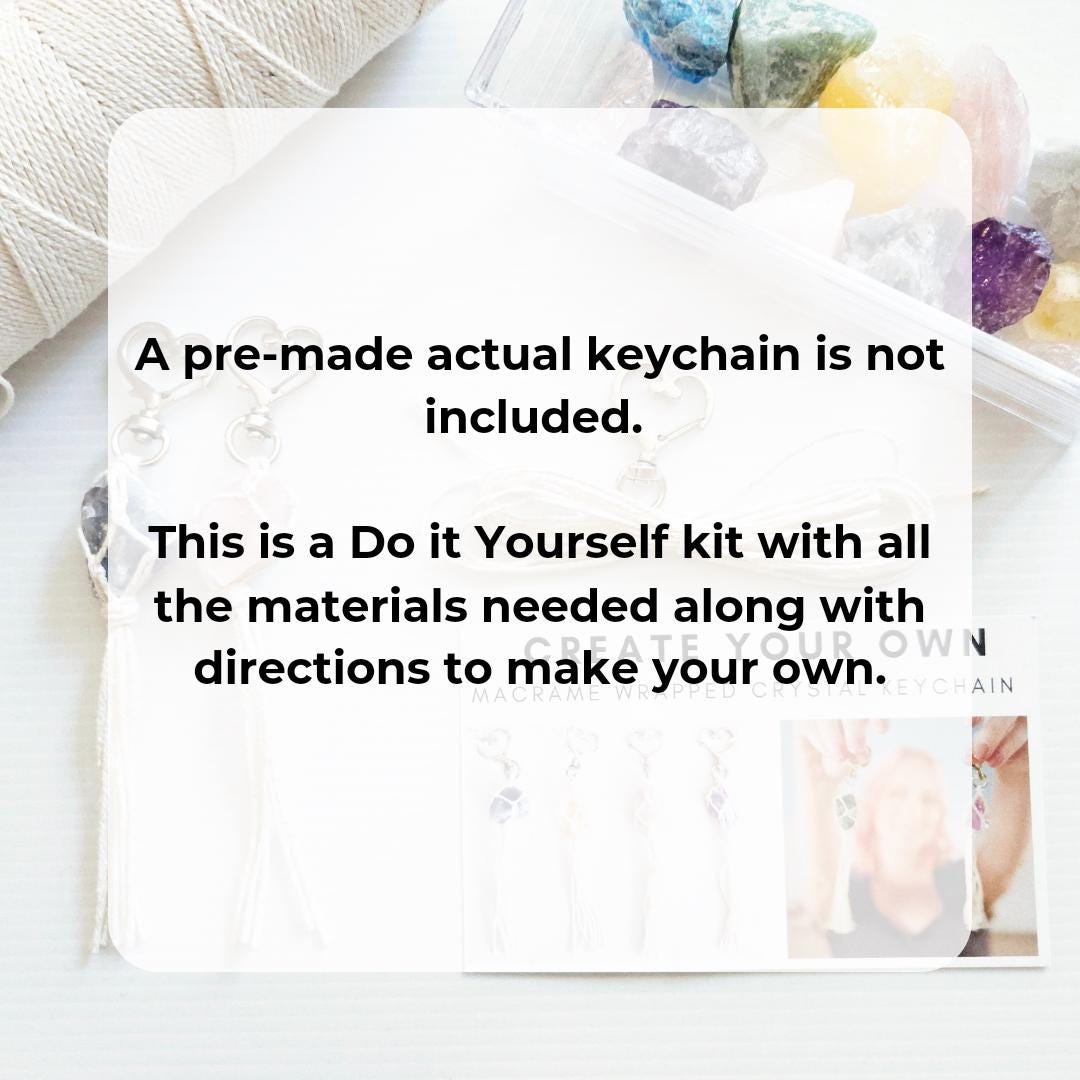 Macrame wrapped crystal keychain DIY craft kit.