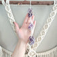 Extra large macrame wall hanging with 3 large amethyst crystals. Ready to ship.