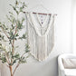 Extra large macrame wall hanging with 3 large amethyst crystals. Ready to ship.