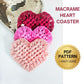 Beginner macrame heart coaster pdf pattern.
