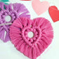 Macrame heart rear view mirror charm pdf pattern tutorial.